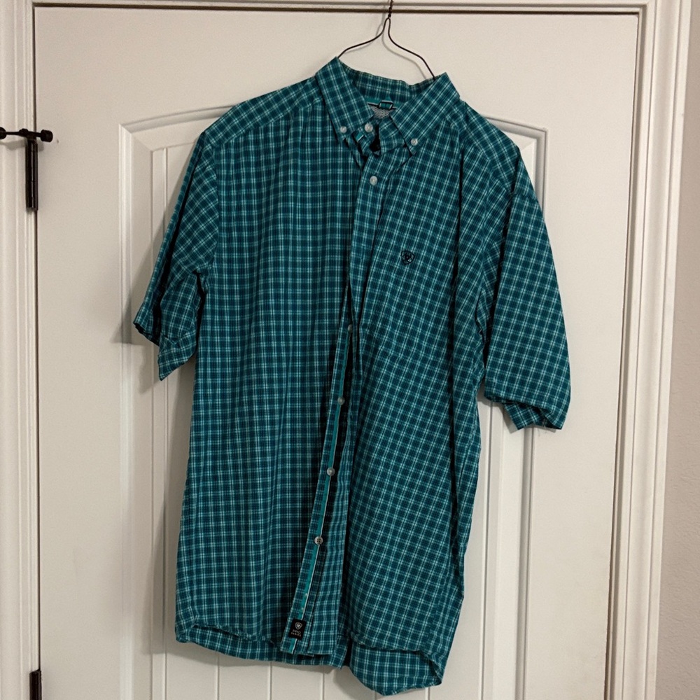 Ariat Men's Teal Plaid Button Down Shirt